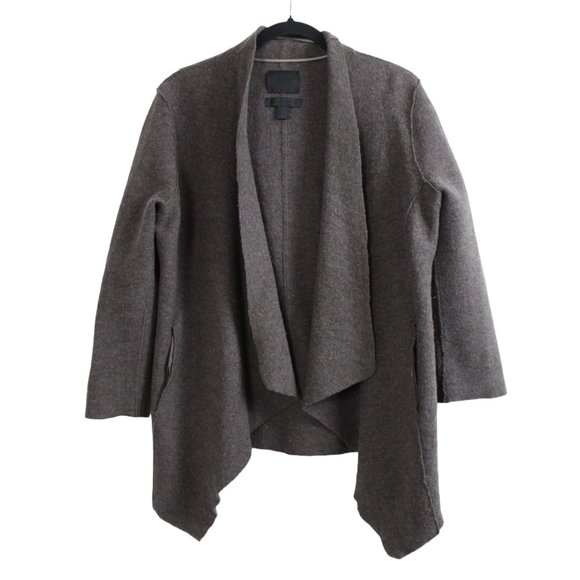 500 Maison Cinqcent Brown Open Front Wool Cardigan - Picture 1 of 16